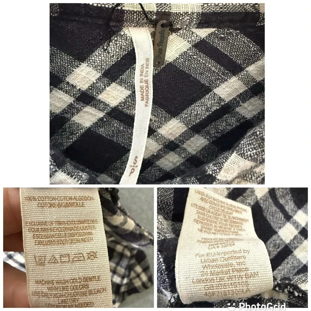 Free People Catch Up With Me Plaid Flannel Shirt Black Purple Womens Smal